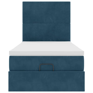 Ottoman Bett mit Matratze & LEDs Dunkelblau 100x200 cm