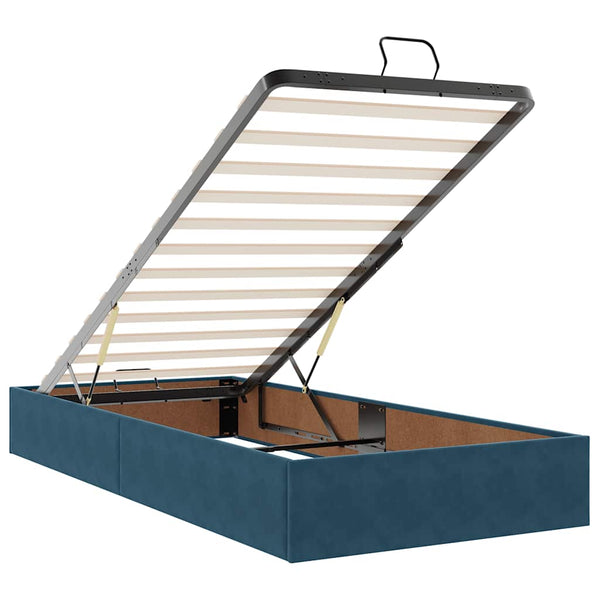 Ottoman Bett mit Matratze & LEDs Dunkelblau 100x200 cm