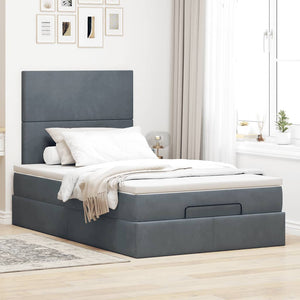 Ottoman Bett mit Matratze & LEDs Dunkelgrau Samt 120x190
