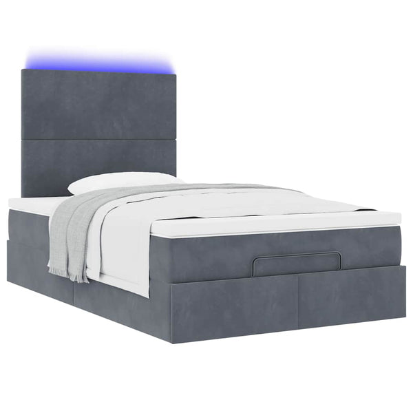 Ottoman Bett mit Matratze & LEDs Dunkelgrau Samt 120x190