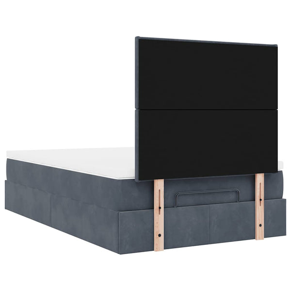 Ottoman Bett mit Matratze & LEDs Dunkelgrau Samt 120x190