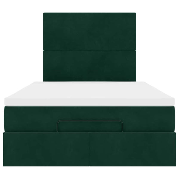 Ottoman Bett mit Matratze & LEDs Dunkelgrün 120x190