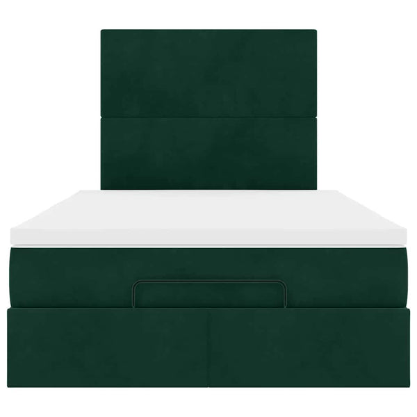 Ottoman Bett mit Matratze & LEDs Dunkelgrün 120x190