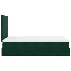 Ottoman Bett mit Matratze & LEDs Dunkelgrün 120x190