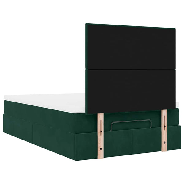 Ottoman Bett mit Matratze & LEDs Dunkelgrün 120x190