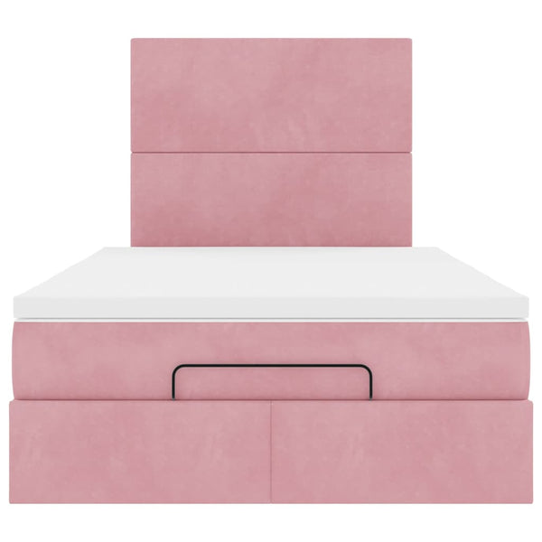 Ottoman Bett mit Matratzen & LEDs Rosa 120x190 cm