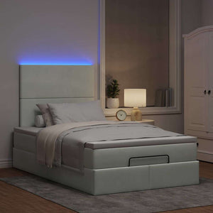 vidaXL Lit ottoman avec matelas et LED Gris clair 120x200 cm Velours