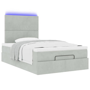vidaXL Lit ottoman avec matelas et LED Gris clair 120x200 cm Velours