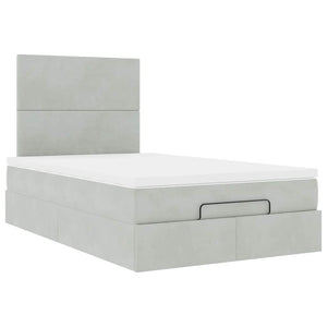 vidaXL Lit ottoman avec matelas et LED Gris clair 120x200 cm Velours