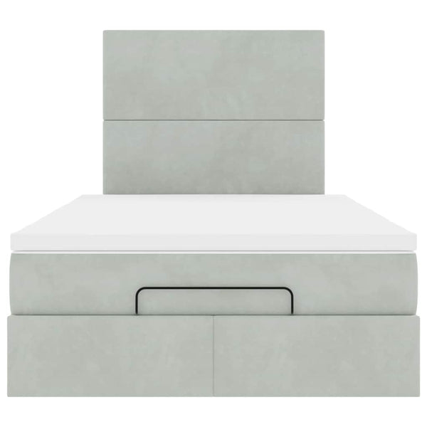 vidaXL Lit ottoman avec matelas et LED Gris clair 120x200 cm Velours