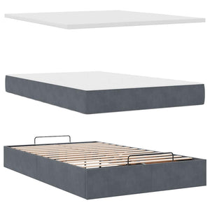 Ottoman Bett mit Matratze & LEDs Dunkelgrau 120x200 cm