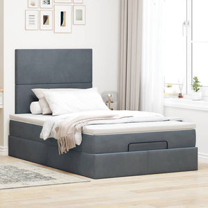 Ottoman Bett mit Matratze & LEDs Dunkelgrau 120x200 cm