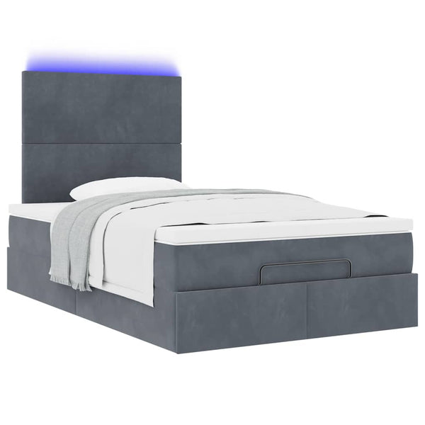 Ottoman Bett mit Matratze & LEDs Dunkelgrau 120x200 cm