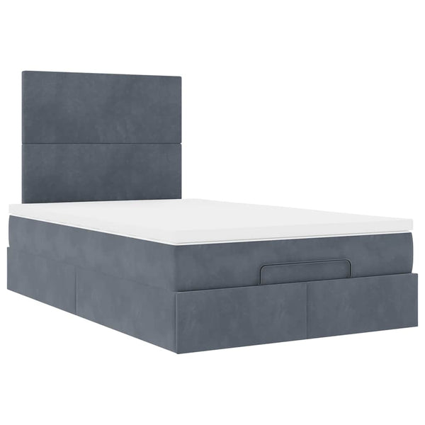 Ottoman Bett mit Matratze & LEDs Dunkelgrau 120x200 cm
