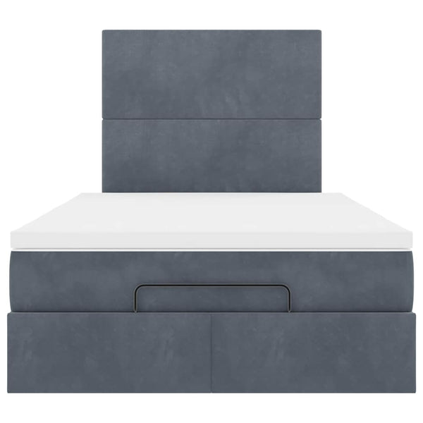 Ottoman Bett mit Matratze & LEDs Dunkelgrau 120x200 cm