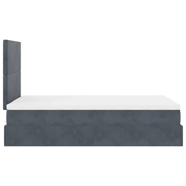 Ottoman Bett mit Matratze & LEDs Dunkelgrau 120x200 cm