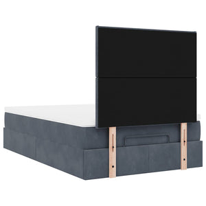 Ottoman Bett mit Matratze & LEDs Dunkelgrau 120x200 cm