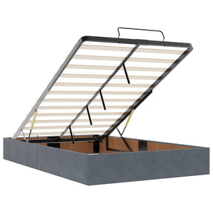 Ottoman Bett mit Matratze & LEDs Dunkelgrau 120x200 cm