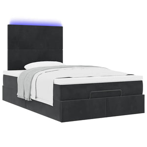 Ottoman Bett mit Matratze & LEDs 120x200 cm Samt Schwarz