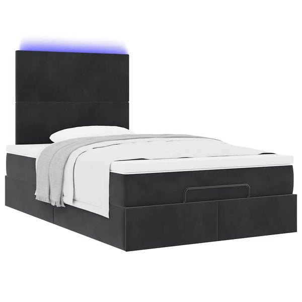Ottoman Bett mit Matratze & LEDs 120x200 cm Samt Schwarz