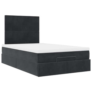 Ottoman Bett mit Matratze & LEDs 120x200 cm Samt Schwarz