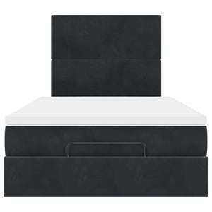 Ottoman Bett mit Matratze & LEDs 120x200 cm Samt Schwarz