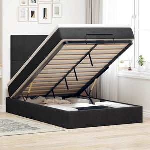 Ottoman Bett mit Matratze & LEDs 120x200 cm Samt Schwarz