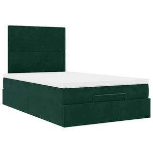 Ottoman Bett mit Matratze & LED Dunkelgrün 120x200 cm
