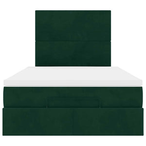Ottoman Bett mit Matratze & LED Dunkelgrün 120x200 cm