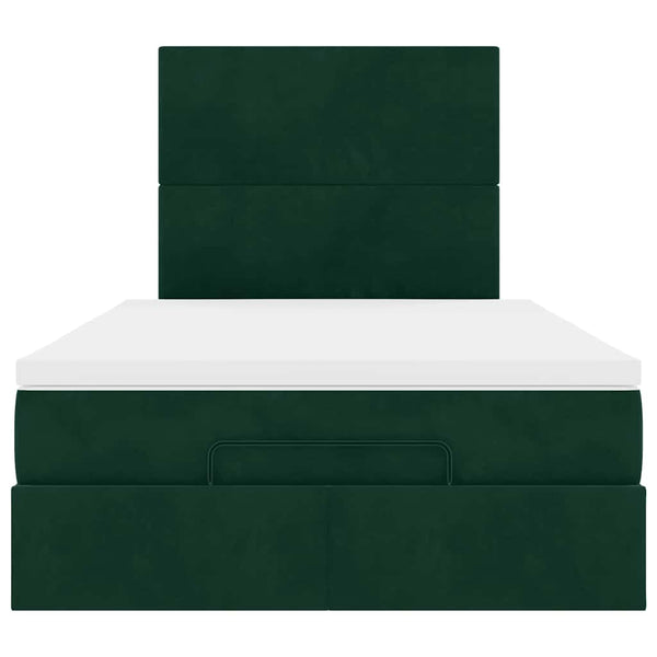 Ottoman Bett mit Matratze & LED Dunkelgrün 120x200 cm