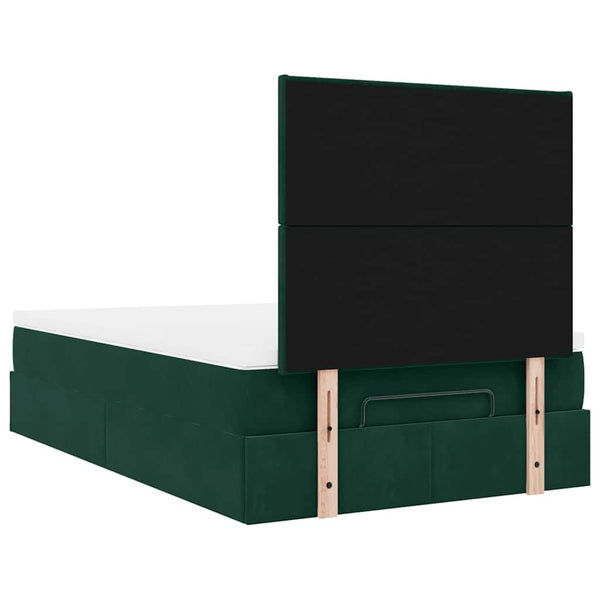 Ottoman Bett mit Matratze & LED Dunkelgrün 120x200 cm