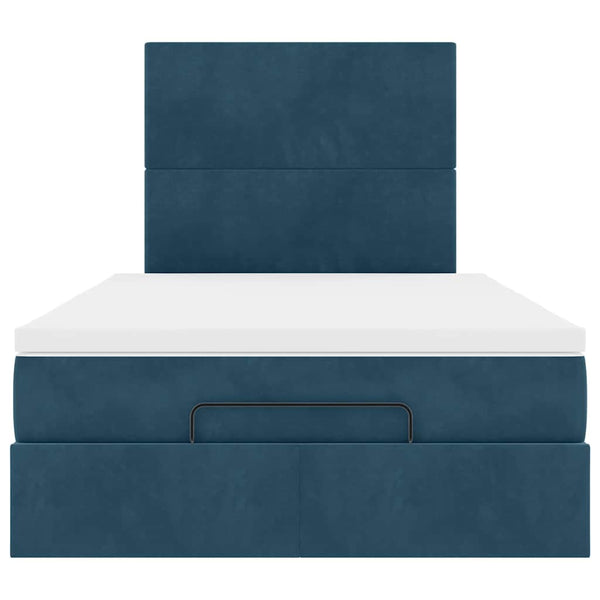 Ottoman Bett mit Matratze & LEDs Dunkelblau Samt 120x200