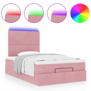 Ottoman Bett mit Matratze & LED Rosa 120x200