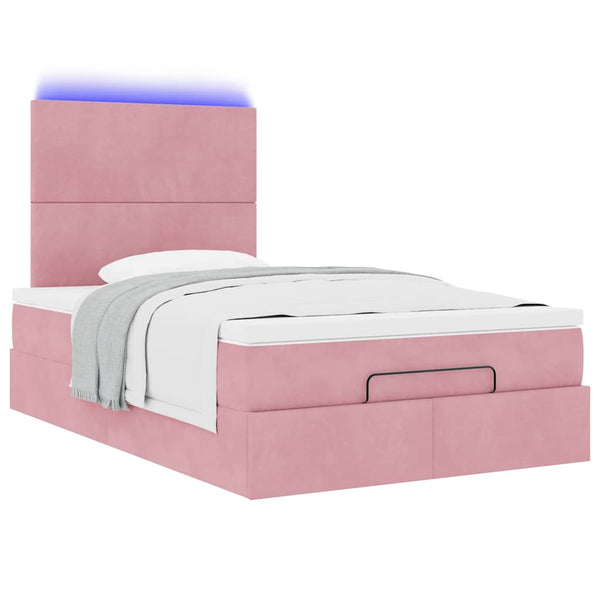 Ottoman Bett mit Matratze & LED Rosa 120x200