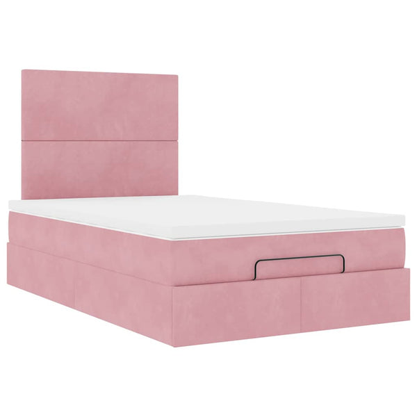 Ottoman Bett mit Matratze & LED Rosa 120x200