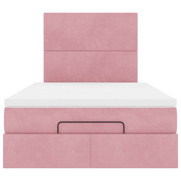 Ottoman Bett mit Matratze & LED Rosa 120x200
