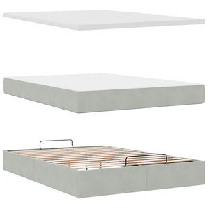 vidaXL Lit ottoman avec matelas et LED Gris clair 140x190 cm Velours