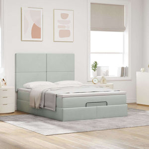 vidaXL Lit ottoman avec matelas et LED Gris clair 140x190 cm Velours