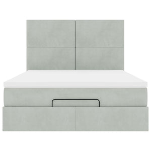 vidaXL Lit ottoman avec matelas et LED Gris clair 140x190 cm Velours