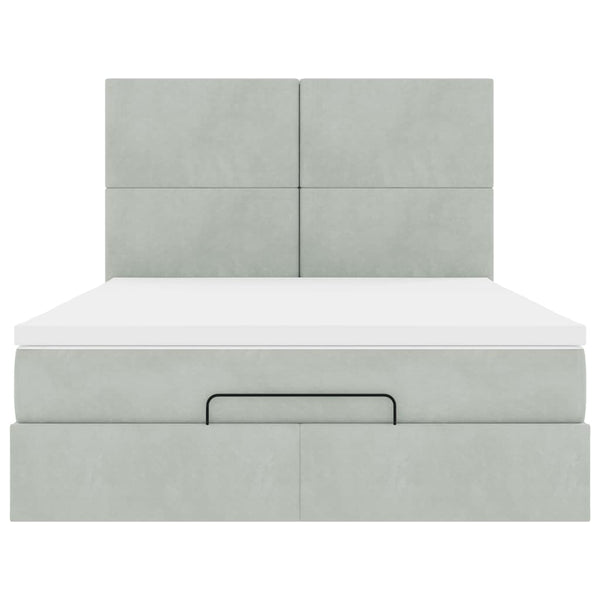 vidaXL Lit ottoman avec matelas et LED Gris clair 140x190 cm Velours