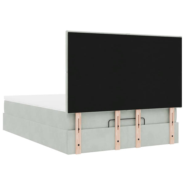 vidaXL Lit ottoman avec matelas et LED Gris clair 140x190 cm Velours