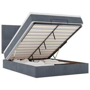 Ottoman Bett mit Matratze & LEDs Dunkelgrau 140x190 cm