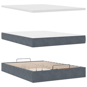 Ottoman Bett mit Matratze & LEDs Dunkelgrau 140x190 cm