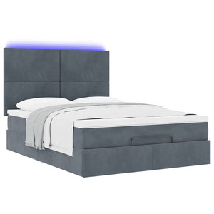 Ottoman Bett mit Matratze & LEDs Dunkelgrau 140x190 cm