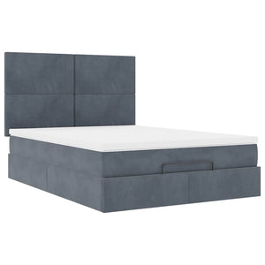 Ottoman Bett mit Matratze & LEDs Dunkelgrau 140x190 cm