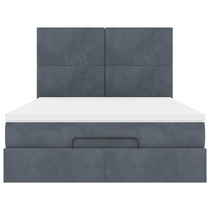 Ottoman Bett mit Matratze & LEDs Dunkelgrau 140x190 cm