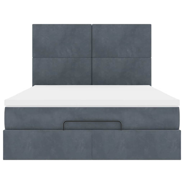 Ottoman Bett mit Matratze & LEDs Dunkelgrau 140x190 cm