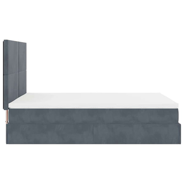 Ottoman Bett mit Matratze & LEDs Dunkelgrau 140x190 cm