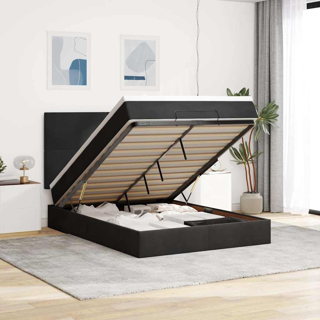Ottoman Bett mit Matratze & LEDs 140x190 cm