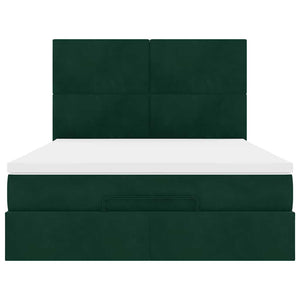 Ottoman Bett mit Matratze & LEDs Dunkelgrün 140x190 cm